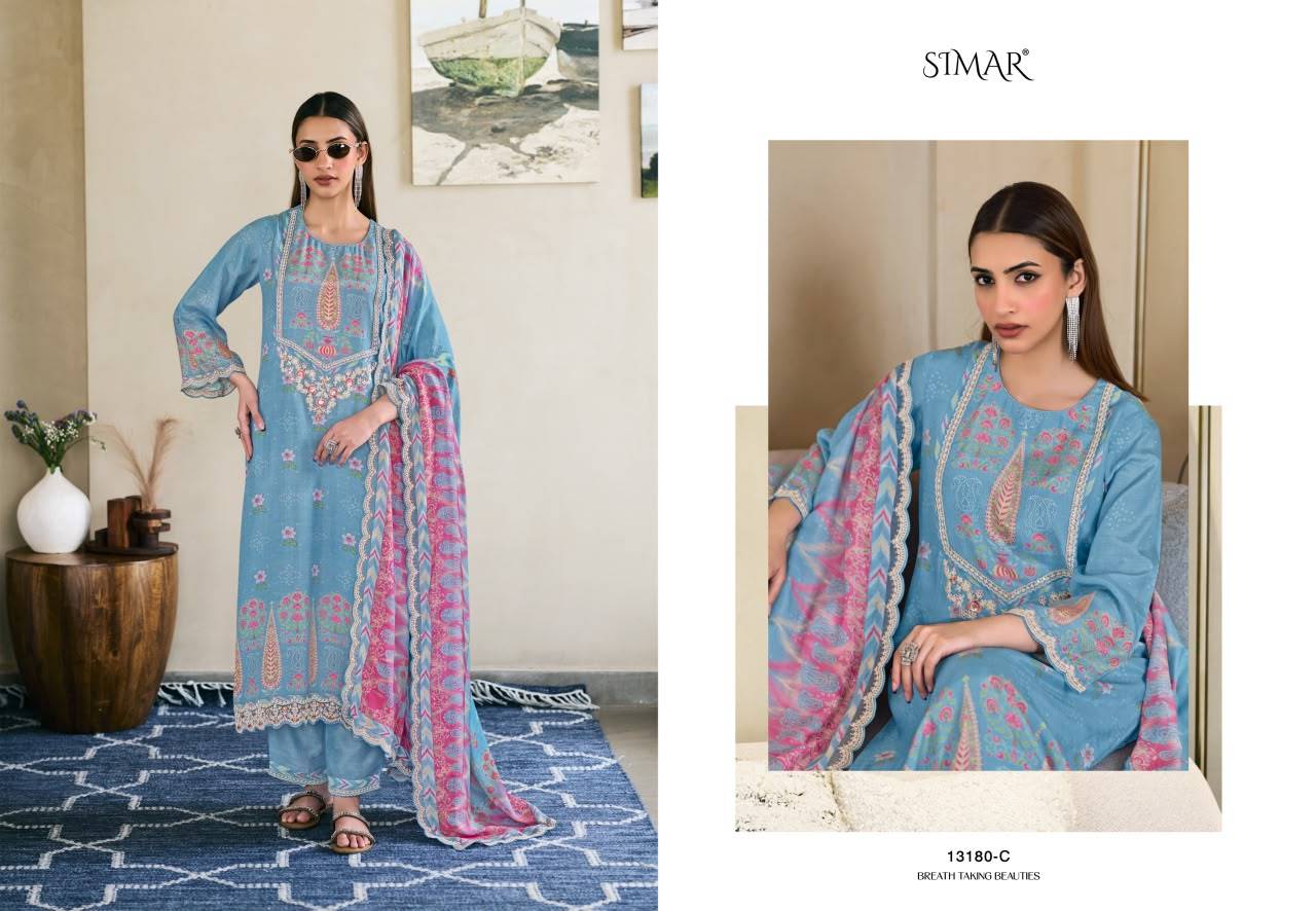 Gulmehr By Glossy 13180 Series Beautiful Colourful Muslin Dresses At Wholesale Price